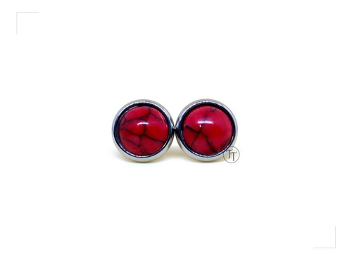 Aretes Coral Titanio 18k By Thi Tur® Button