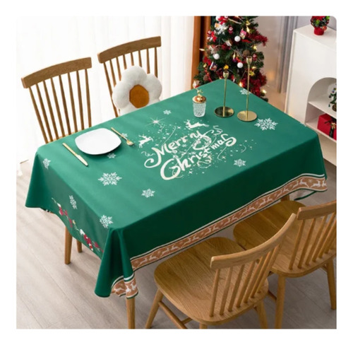 Mantel Navideño Verde  140x210 Cm Impermeable