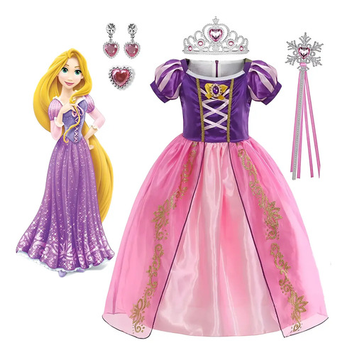 Disfraz De Princesa Rapunzel \u002F Tangled Vestido,niñas Cosplay | MercadoLibre
