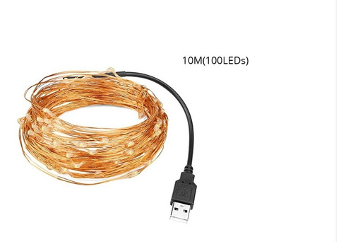 Luz Led Alambre De Cobre Para Decorar 10m Usb Interiores