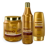Kit Mega Banho De Verniz Forever Liss Shampoo, Cond, Máscara