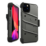 . Funda Zizo Bolt Para iPhone 11 Pro Gris Con Clip Y Mica De