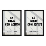 Kit 2 Molduras Quadro A2 42x60 Com Acetato Poster Premium