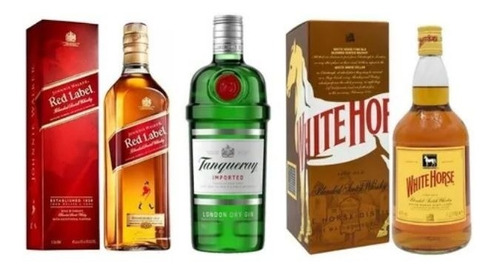 Uisque Red Label 1l + Cavalo Branco 1l + Gin Tanqueray 750ml