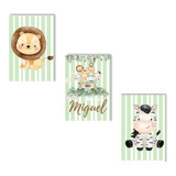 Kit Placas Quadros Decorativos Mdf Bebê Quarto Menino Safari