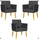 Kit 3 Poltronas Decorativas Reforçada C/ Base Promoção Rosê