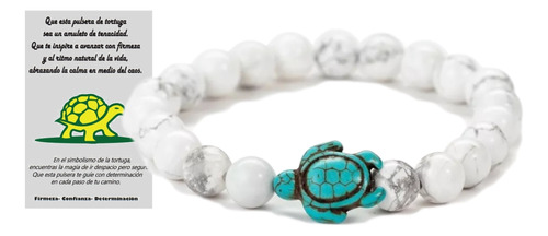 Linda Pulsera Tortuga Marina Pino Blanco Piedra Natural B813