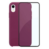 Capinha Silicone Aveludada Compatível iPhone XR + Película3d Cor Roxo