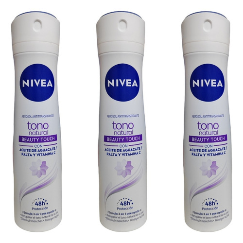 Pack X3 Desodorante Nivea Mujer Tono Natural Beauty Touch
