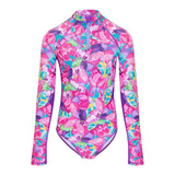 Traje De Baño Niña Rashguard Manga Larga Proteccion Uv Fps50