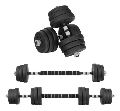 Set Mancuernas Altera Barra Ajustable 20kg Total Pesas Disco