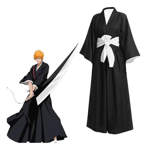 Cosplay Disfraz Ichigo, Japonesa Kimono Campus Anime Bleach Tipo Kimono Shinigami Kurosaki Halloween Ropa Hombre Mujer | Envío gratis