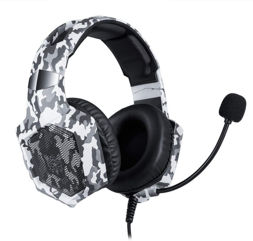 Fone De Ouvido Over-ear Gamer Onikuma K8 Branco Com Luz  Rgb Led