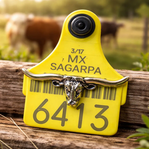 Llavero Vaquero Arete Amarillo Para Ganado Diseños De Toro