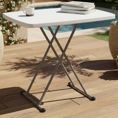 Mesa Ajustable Pequeña Para Jardín 76 Cm De Altura Plegable Color Blanco | Envío gratis