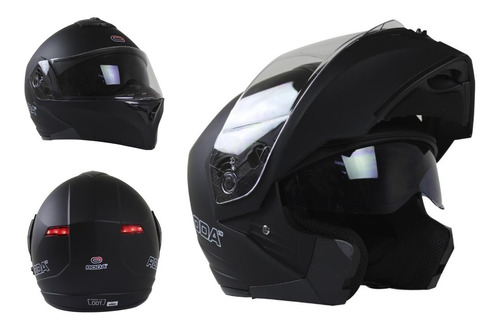 Casco Roda Luminar Abatible Luz Led Certificado Dot Negro