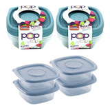 Kit 8 Potes 400ml Mantimentos Alimentos Geladeira Microodas Cor Azul