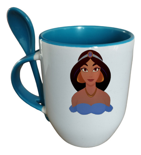 Taza Con Cuchara Disney Princesa Jasmín Personalizable