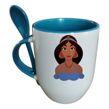Taza Con Cuchara Disney Princesa Jasmín Personalizable