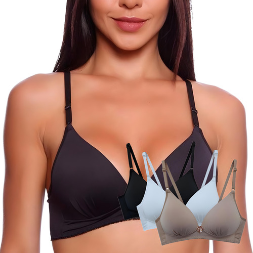 Kit 3 Sutiãs Bojo Triângulo Macio Sem Aro Lingerie Atacado