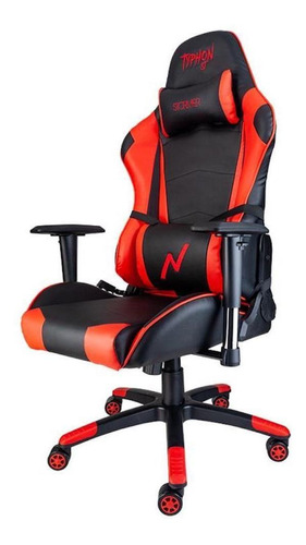 Silla De Escritorio Noga Typhon St Gamer Ergonómica  Negra Y Roja Con Tapizado De Cuero Sintético