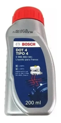 Liquido Para Frenos Moto Bosch 200 Ml  Dot 4 