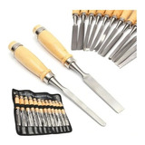 Set 12 Gubias Mango Madera Incluye Estuche Crownman