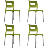 Set 4 Sillas Mundo In Valenia Multiusos Plástica Color De La Estructura De La Silla Metal Color Del Asiento Verde