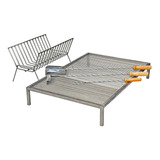 Parrilla Acero Inoxidable 304 Set Parrillero 120x60cm Sor