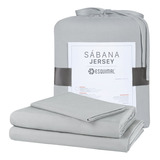 Sábana Jersey King Size Esquimal Fresca Ultrasuave Color Vania (gris Claro)