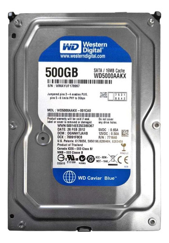 Disco Duro Interno Western Digital Wd5000aakx 500gb Azul