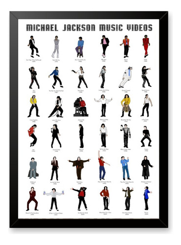 Quadro Poster Michael Jackson Poses Músicas Clipes Moldur A3