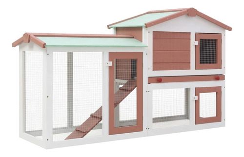 Casa Para Roedores Conejo Para Exterior Marron Blanco 150cm