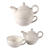 Tetera + Taza Porcelana Set Tea For One Dos En Uno 17x7x11