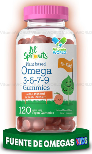 Carlyle Lil Sprouts Omega-3-6-7-9 Durazno 120 Gomitas Kids