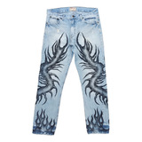 Pantalon Jean Ejika Centipede Vintage Flamas Intervenida 