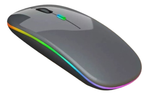 Mouse Sem Fio Recarregável Wireles Optico Led Rgb Ergonômico Cor Cinza