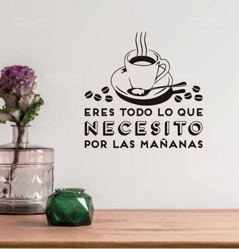 Vinilos Decorativos Frase Cafeterias Taza De Cafe Frase