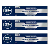 Creme Barbear Nivea 65g 2 Em 1 Protect - Kit Com 3un