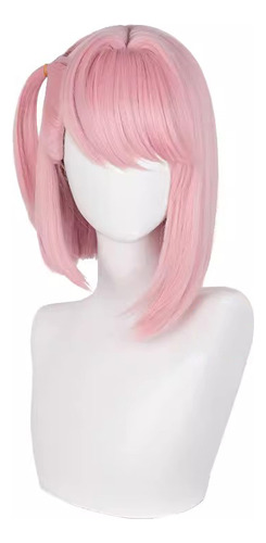 Peluca Charlotte Para Cosplay, 35 Cm, Corta, Rosa, Con Fuent