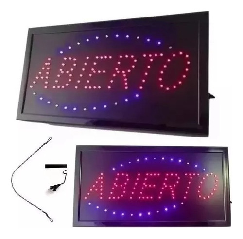  Letrero Aviso Led Signs Luminoso - Abierto - Open