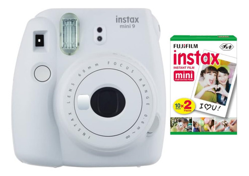 Cámara Fujifilm Instax Mini 9, Blanco Ahumado, Con Paquete D