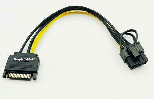 Sata A 6 Pin - Sata A 8 Pin - Cable Sata 6+2 Tarjeta Grafica