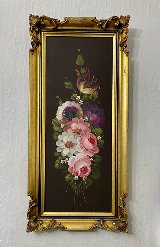  Cuadro Antiguo Ornamentado En Oro Pintura Al Óleo De 1970