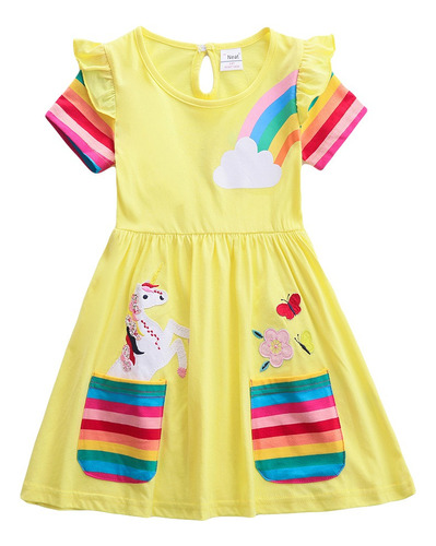 Vestidos De Unicornio Arcoíris Para Niña Fiesta Cumpleaños