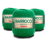 Kit 3 Barbante Barroco Maxcolor N4 200g  5767 Verde Bandeira