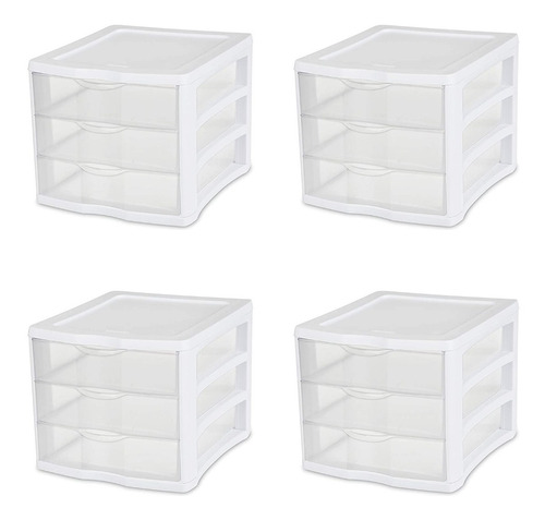 Set 4 Cajas Organizadora De Escritorio Sterilite Blanco