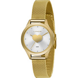 Relógio Lince Feminino Dourado Fashion Casual Love Lrg4719l Cor Do Fundo Prateado