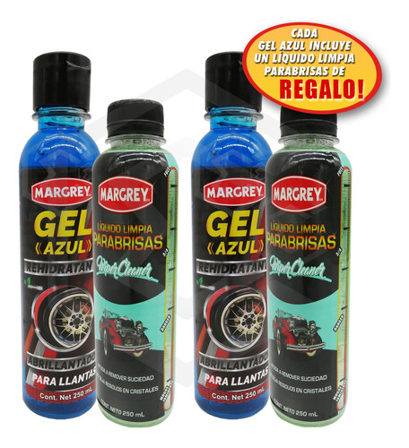 2 Abrillantador E Hidratante De Llantas - Gel Azul Margrey