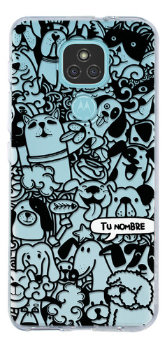 Funda Para Motorola Perritos Mascota Patrón Comic Nombre